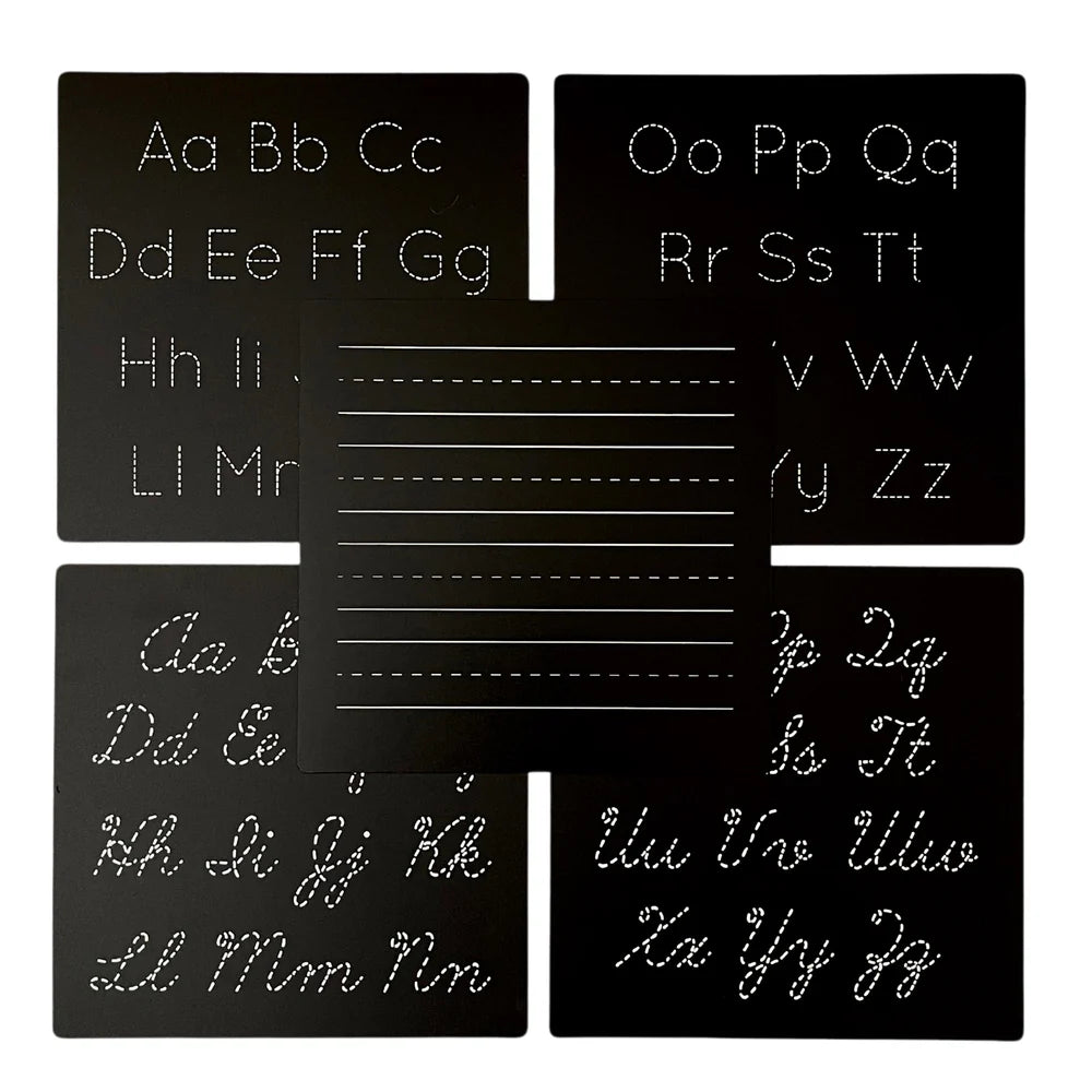 5 Dry Erase Montessori Chalk Board Set for Preschool- Handwriting + Tracing