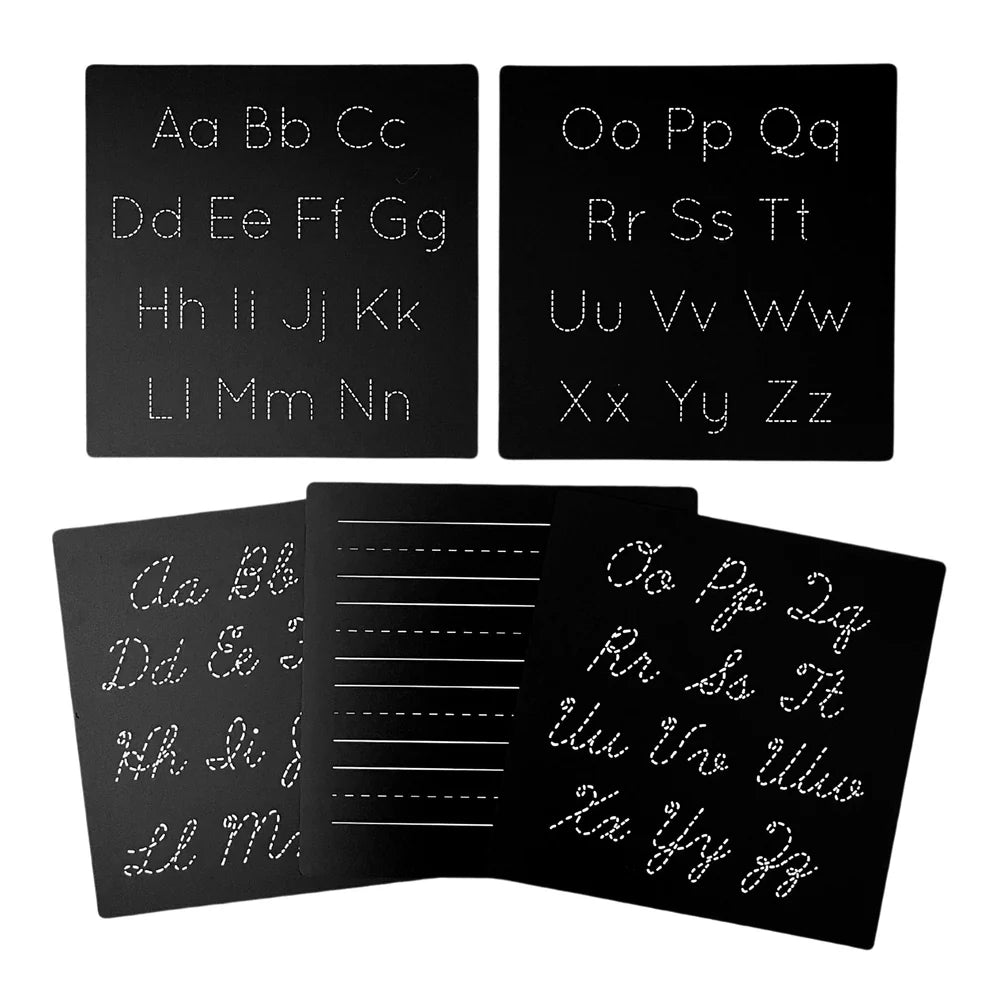 5 Dry Erase Montessori Chalk Board Set for Preschool- Handwriting + Tracing