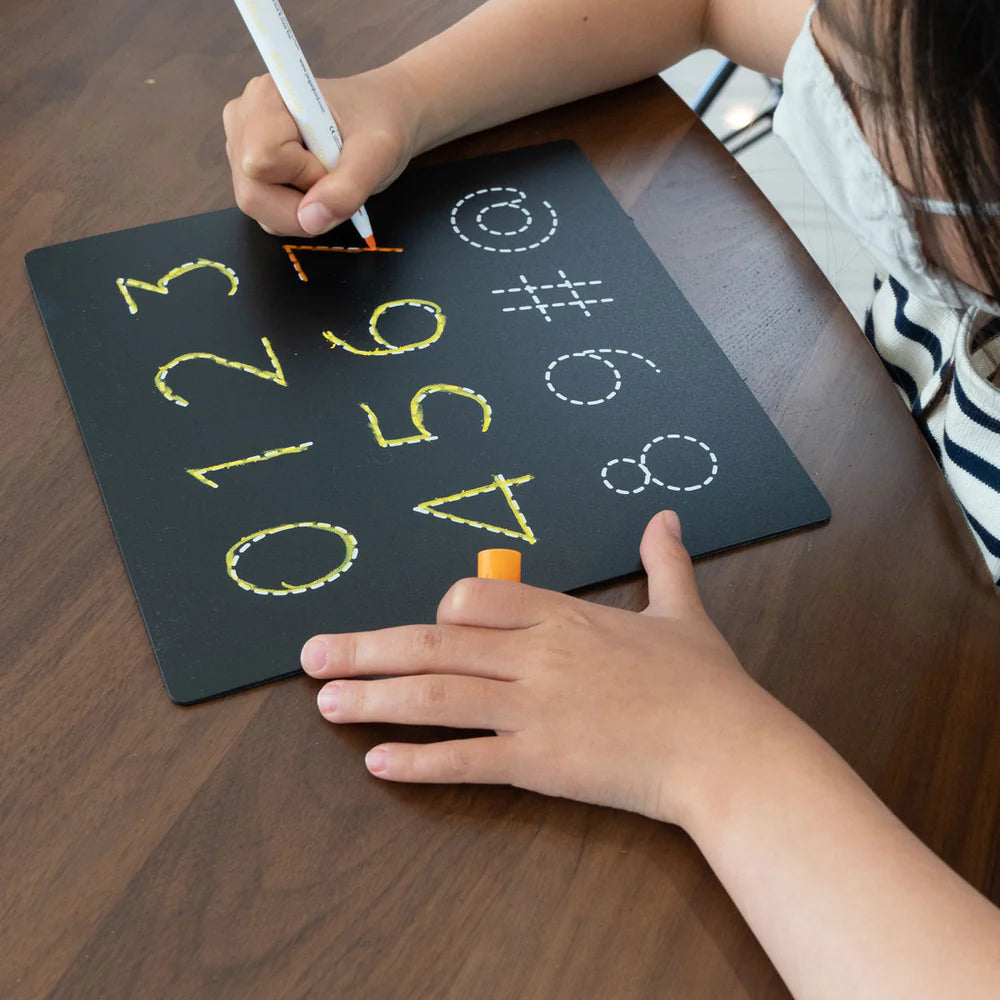 5 Dry Erase Montessori Chalk Board Set for Preschool- Shapes + Numbers