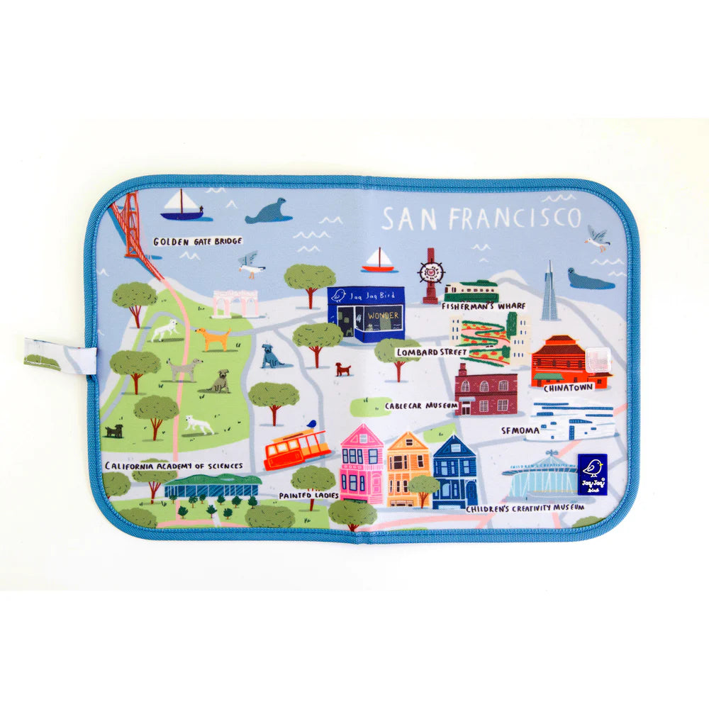 San Francisco Dry Erase Wipe Fold + Go Place Mat and Chalk Mat