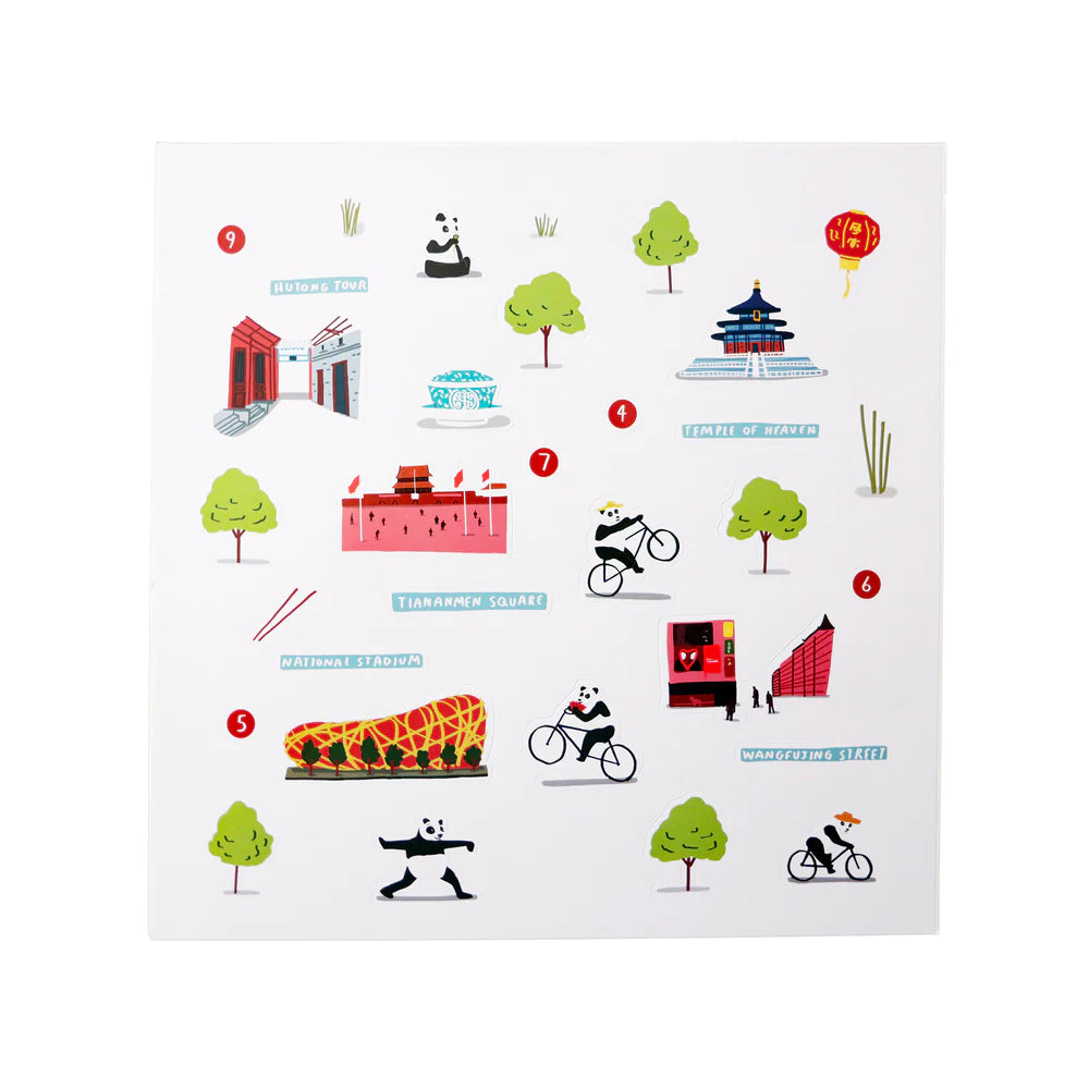 Beijing Waterproof Stickers Activity Set Reusable Map Guide