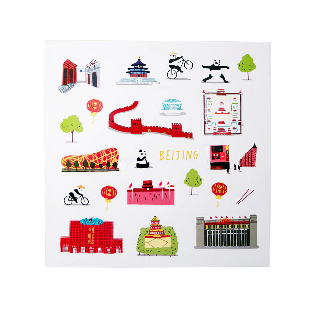 Beijing Waterproof Stickers Activity Set Reusable Map Guide