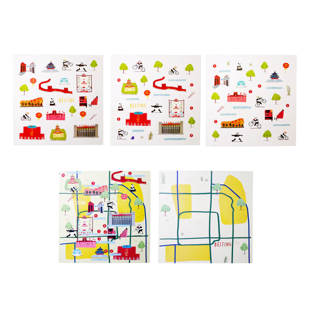 Beijing Waterproof Stickers Activity Set Reusable Map Guide