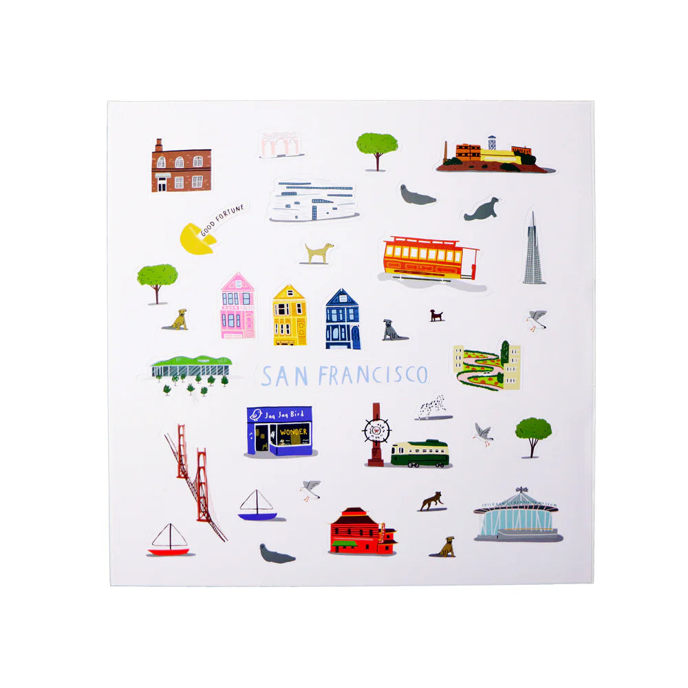 San Francisco Waterproof Stickers Activity Set Reusable Map Guide