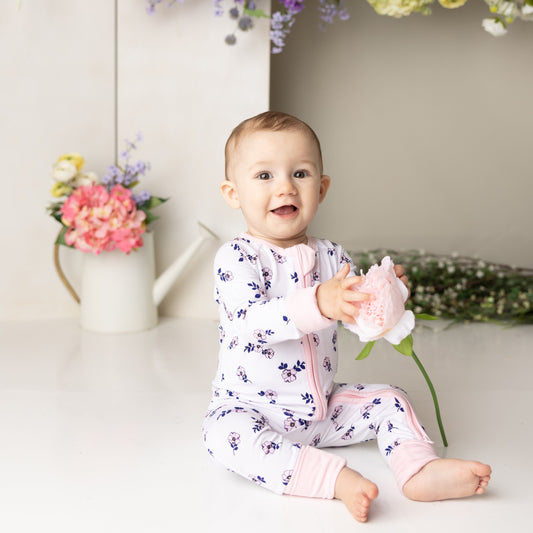 Zippered Romper in Sweet Magnolia