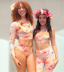 Sandy Watercolor Hibiscus Recycled Crop Top