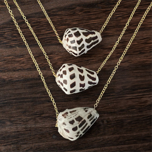 Minimalist Floating Hebrew Cone Shell Necklace (14k gold filled)Minimalist Floating Hebrew Cone Shell Necklace (14k gold filled)