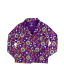 Adult Long Sleeve Button-Down Top – Purple Rangoli