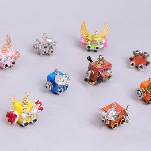 Handcrafted Wooden Bot Necklace, Keychain, or Mini Decor