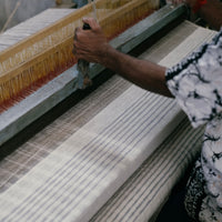 Silica Chalk Off White And Gray Stripes Pattern Soft Handwoven Merino Throw