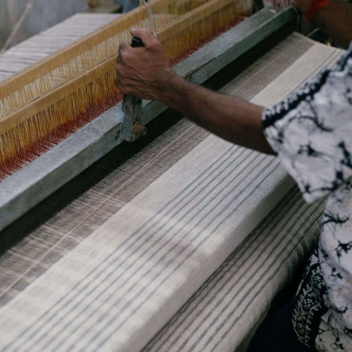 Silica Chalk Off White And Gray Stripes Handwoven Throw