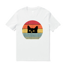 Hawaiian Tee For Men Retro Cute Cat Tee Crew Neck 100% Cotton - WHITE