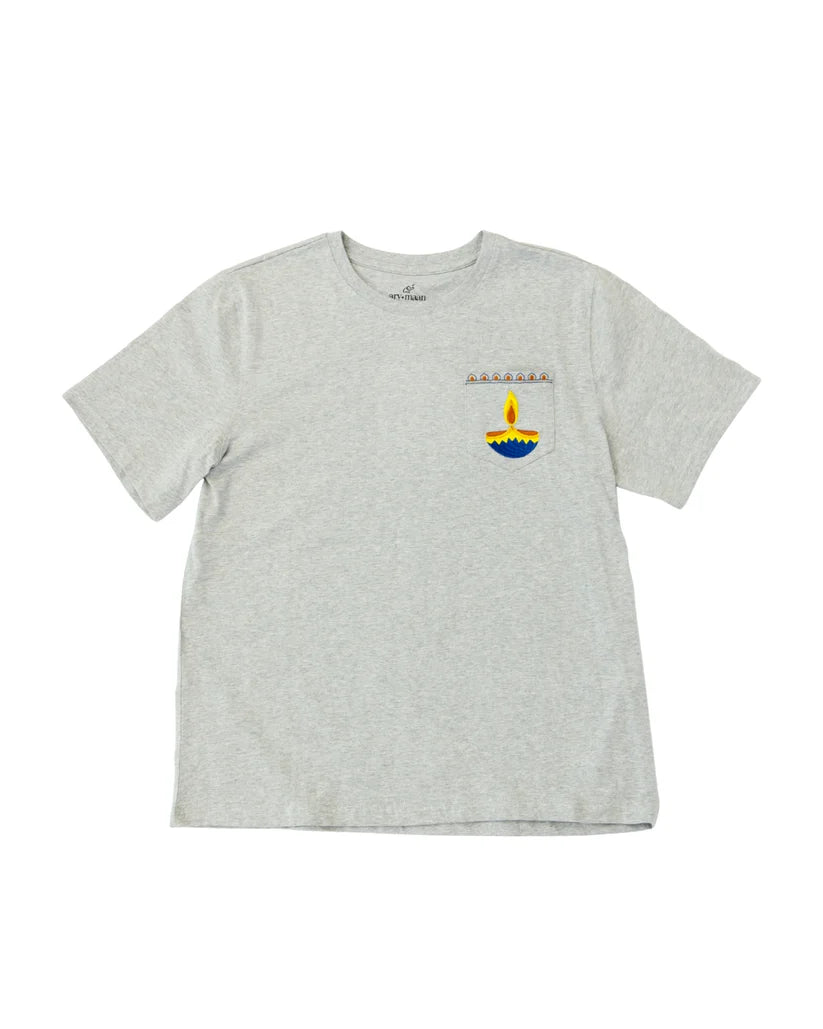 Adult Short Sleeve Pocket Tee – Blue Diya