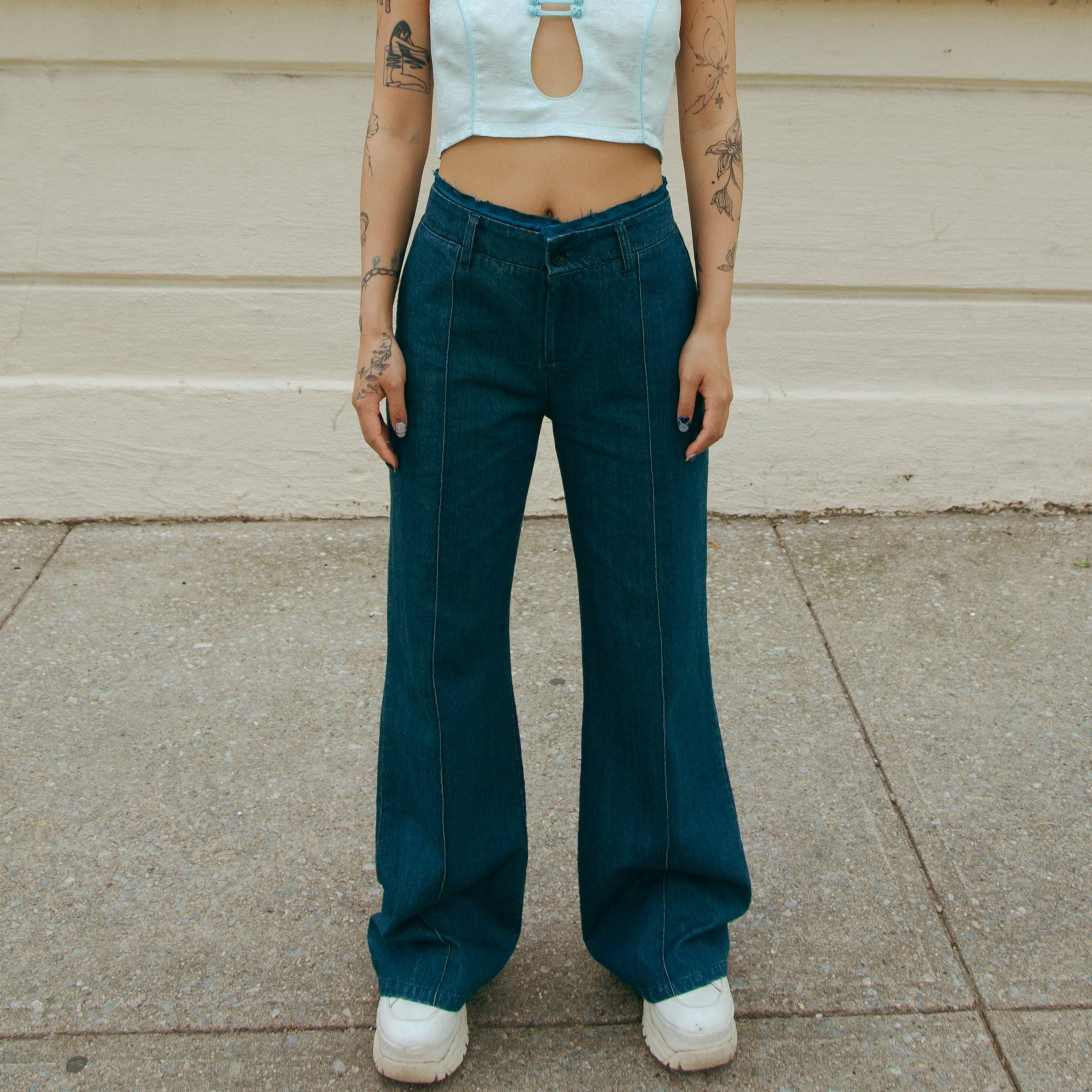 Laba Patch Denim Flared Pants