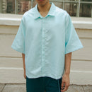 Dori Brocade Straight Collar Shirt Jade Blue