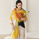 Cirq Sun Yellow Green Circle Pattern Hand Embroidered  Linen Silk Handloom Scarf