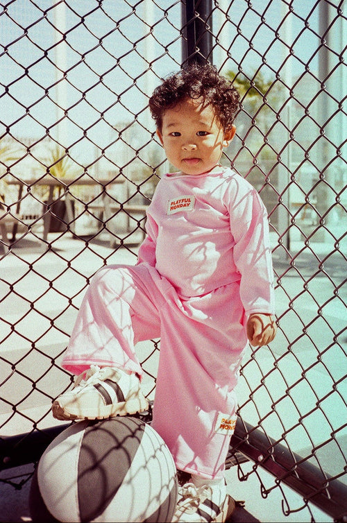 ☀️ Organic Play Set — Long Sleeve + Pants in Pink