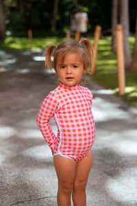 Lola One Piece Kids Swimsuit - Guava Gingham - Cultr. by Created for Culture asianowned aapimarketplace asianownedkids asianownedkidsproducts asianownedbrands