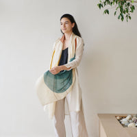 Cirq Moon Off White Multi Color Circle Pattern Hand Embroidered  Linen Silk Handloom Scarf