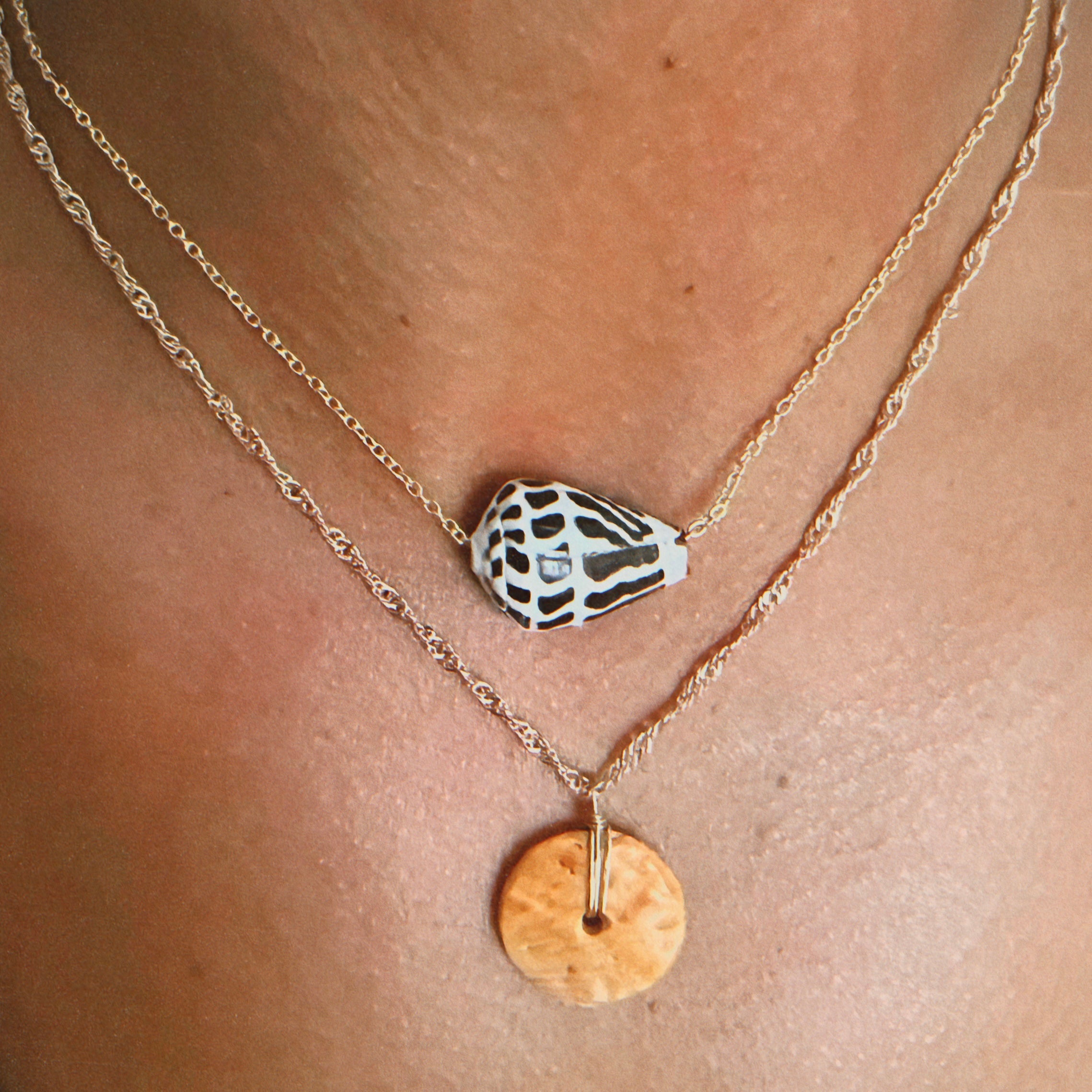 Minimalist Floating Hebrew Cone Shell Necklace (14k gold filled)Minimalist Floating Hebrew Cone Shell Necklace (14k gold filled)