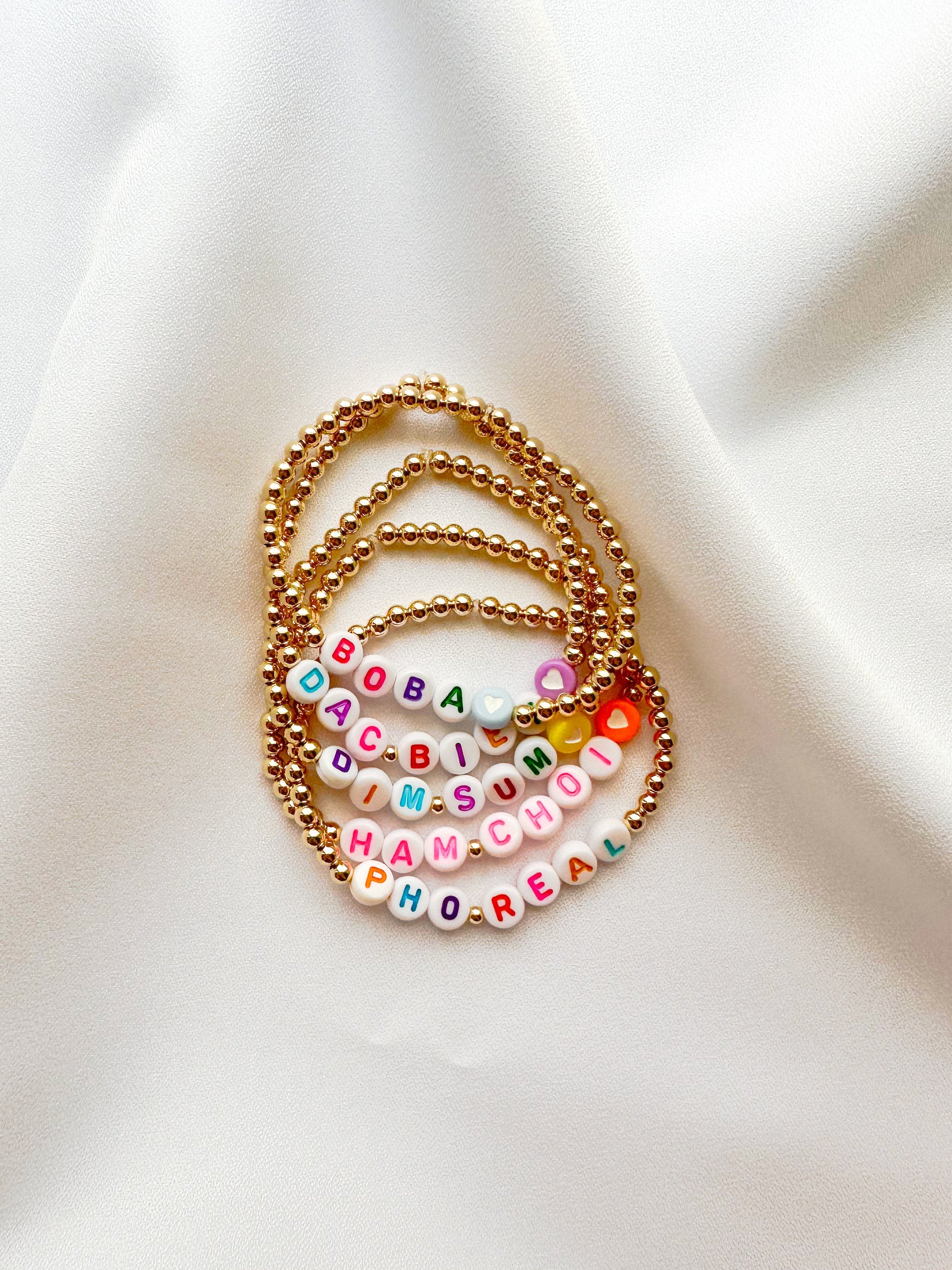 THE HAM CHOI | 14k Gold-Filled Vietnamese Phrase Beaded Bracelet