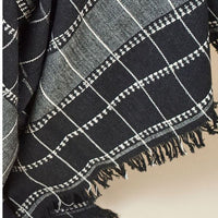 Charco Black Checks Pattern Handwoven Organic Cotton Throw