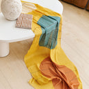 Cirq Sun Yellow Green Circle Pattern Hand Embroidered  Linen Silk Handloom Scarf