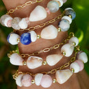 Double Layered Gemstone & Shells Adjustable Bracelets