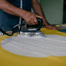 Cirq Sun Yellow Green Circle Pattern Hand Embroidered  Linen Silk Handloom Scarf