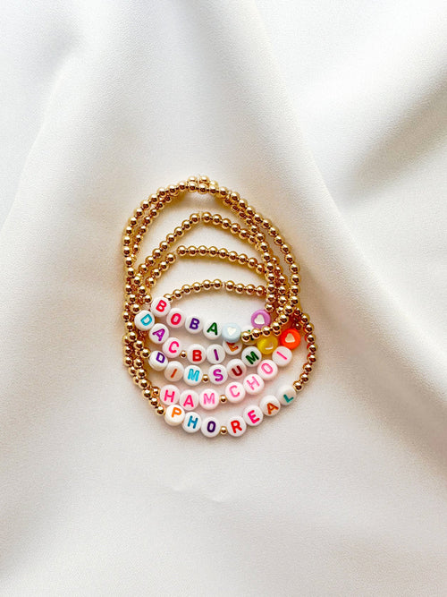 THE PHO REAL | 14k Gold-Filled Vietnamese Word Beaded Bracelet