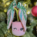 Variegated Begonia maculata Plush Keychain – 5″ Polka-Dot Houseplant Bag Charm