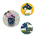 Set of 3 - Round Shape MDF Wall Hanging Decor