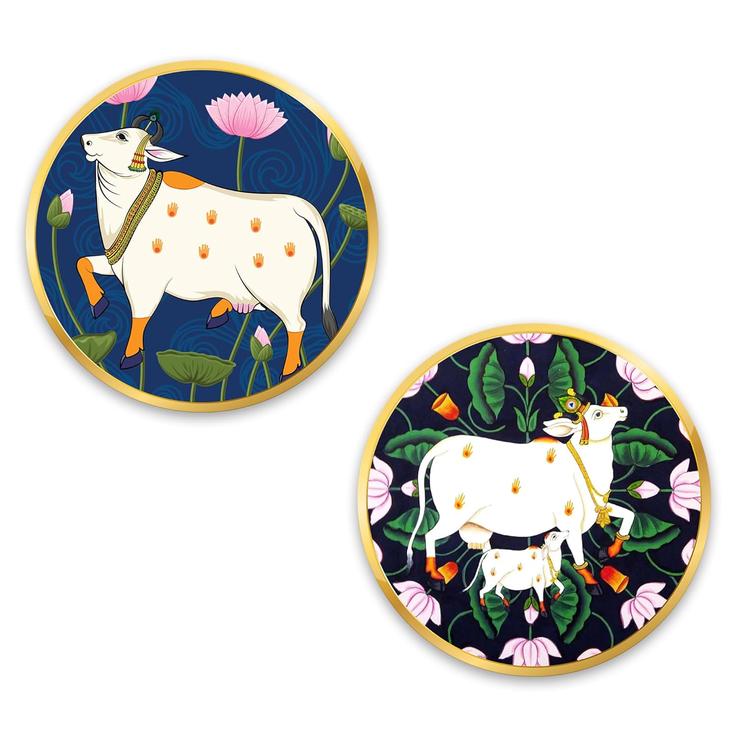 Set of 2 - Round Shape MDF Wall Hanging Decor
