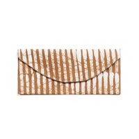 Oak Brown Stripes Cotton Wax Block Printed Zero Waste Envelope Pouch