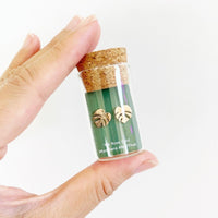 Monstera Albo/Thai Metal Stud Earrings