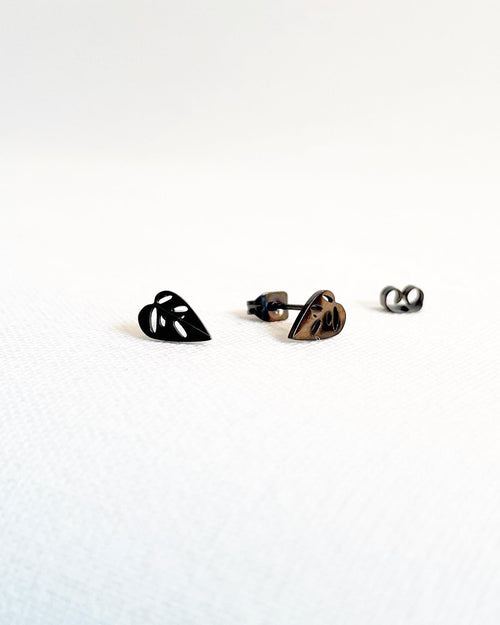 Monstera Adansonii Metal Stud Earrings