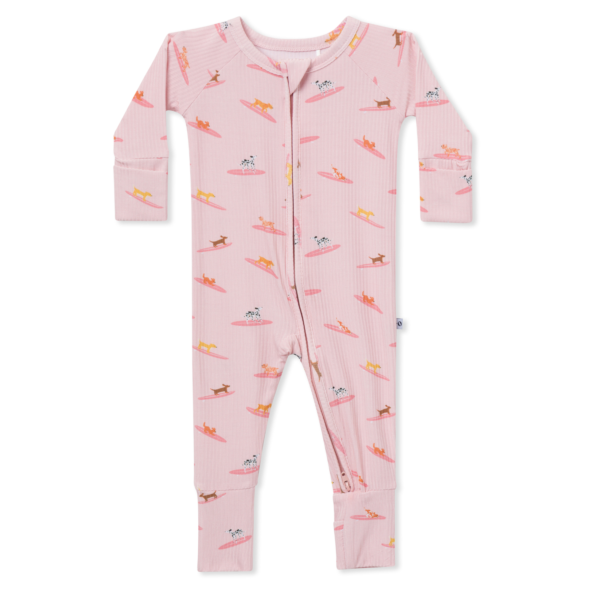Pink Surfing Dogs Ribbed / Newborn