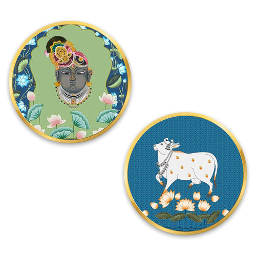 Set of 2 - Round Shape MDF Wall Hanging Decor