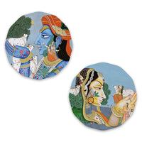 Set of 2 - Round Shape MDF Wall Hanging Decor