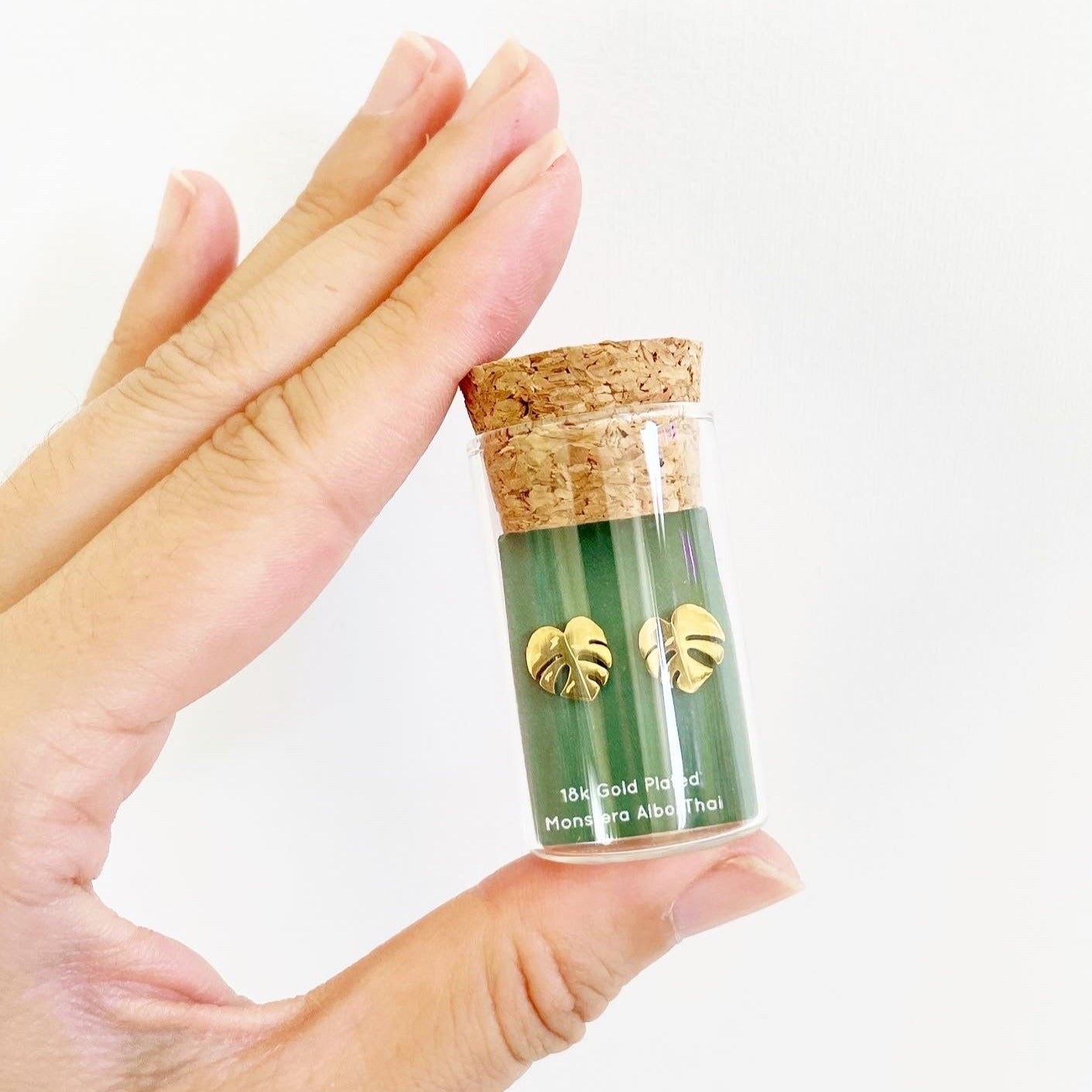 Monstera Albo/Thai Metal Stud Earrings