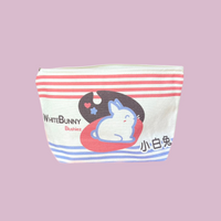 White Bunny Zippered Canvas Pouch