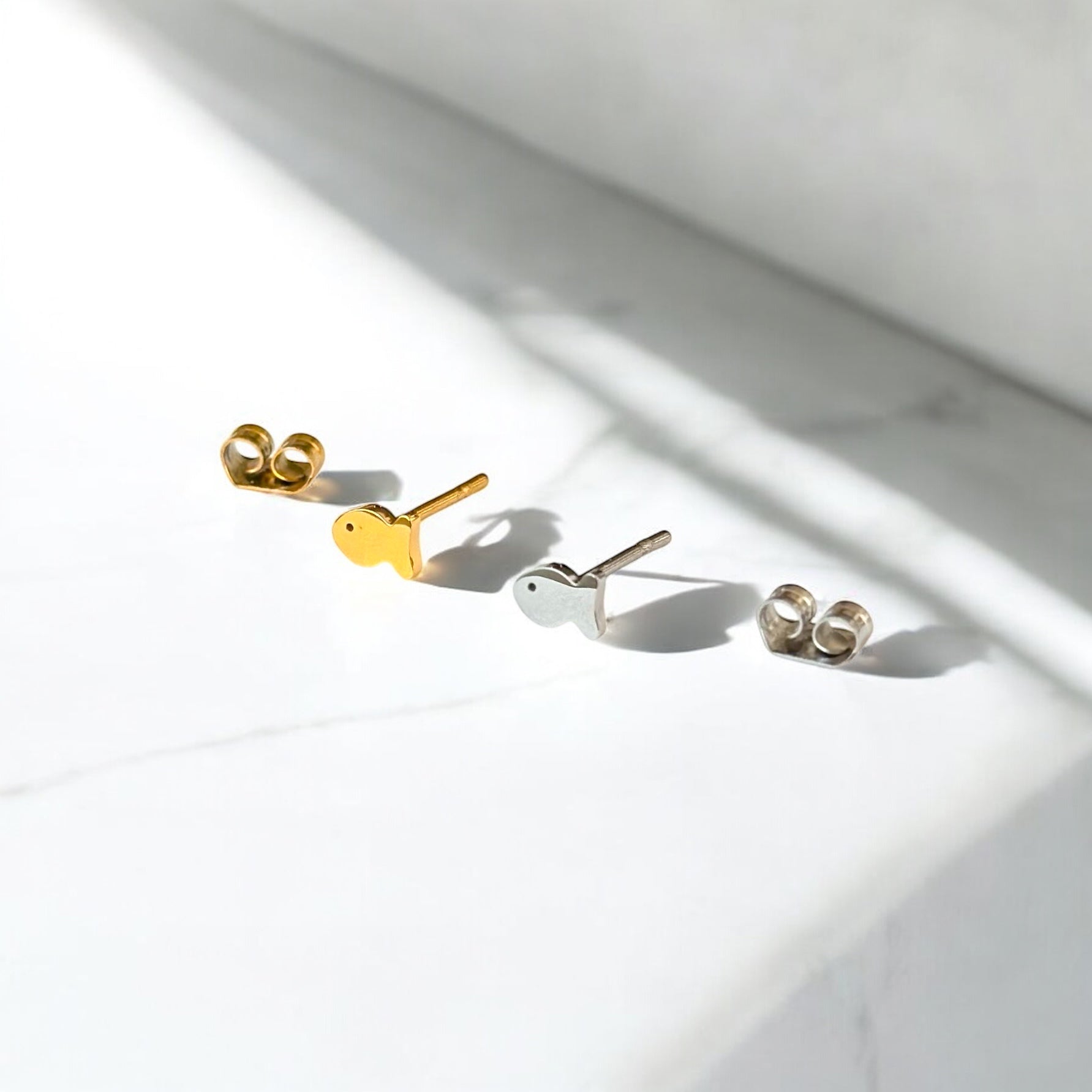 Goldfish Metal Stud Earrings