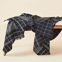 Charco Black Checks Pattern Handwoven Organic Cotton Throw