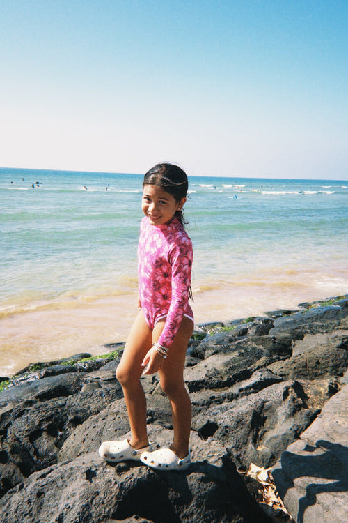 Lola One Piece Kids Swimsuit, Hibiscus Hunny - CULTR