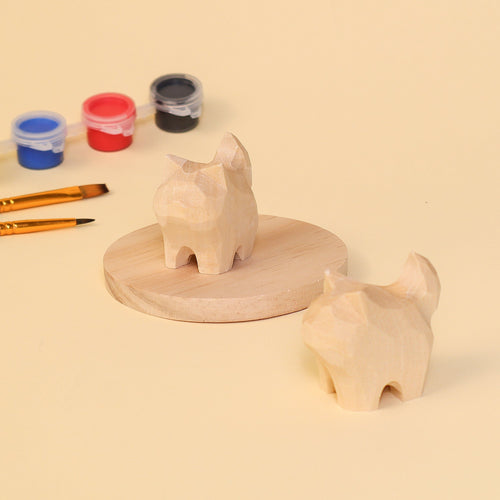 Hand-Carved Cat Painting Kit – Paint Two Cats, Create a Keychain