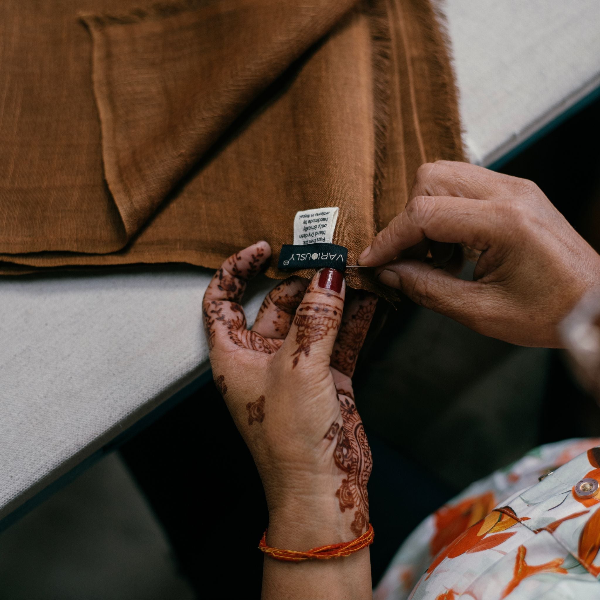 Coco Brown Hand Woven Linen Silk Blend Scarf