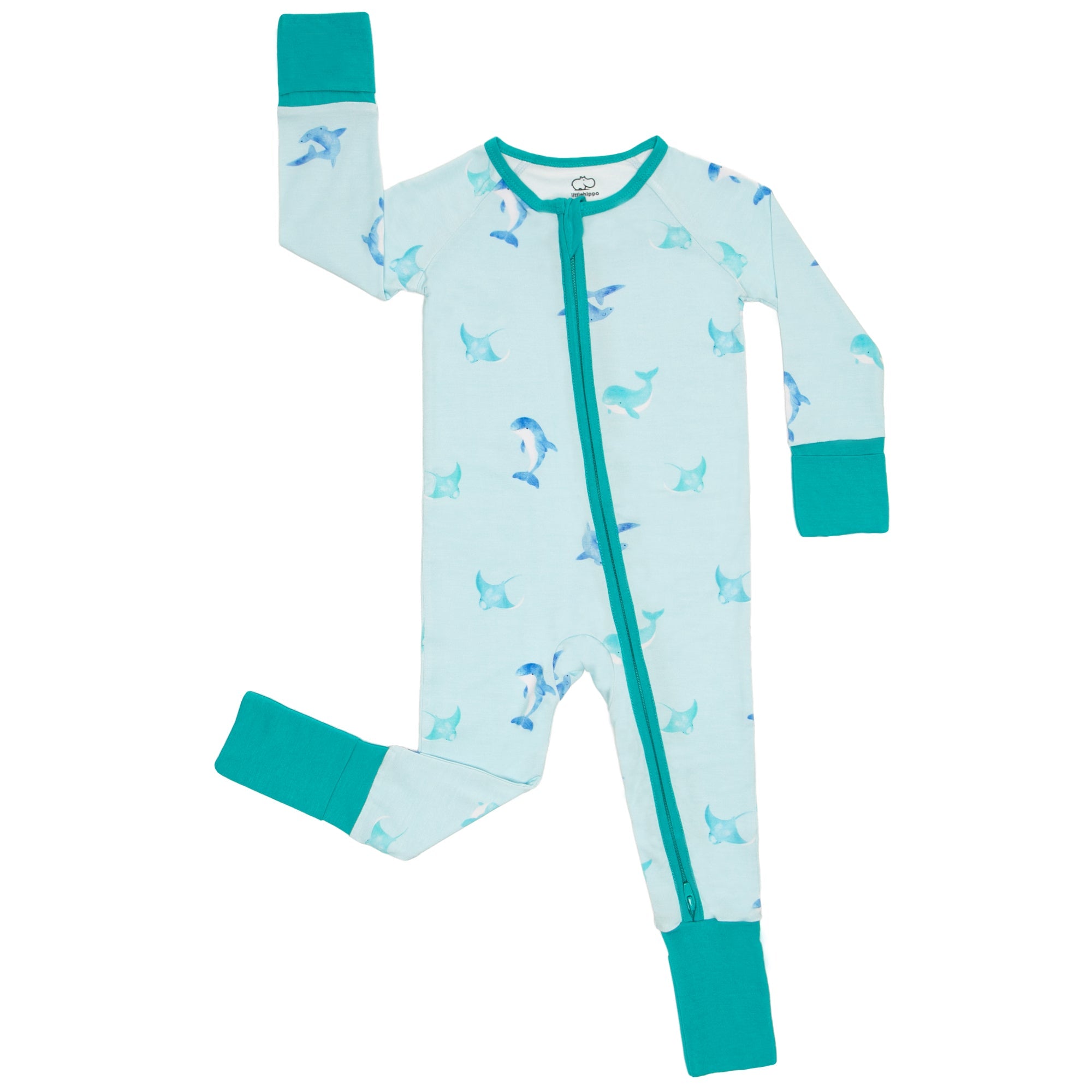 Zippered Romper in Fin Friends - Cultr. by Created for Culture asianowned aapimarketplace asianownedkids asianownedkidsproducts asianownedbrands