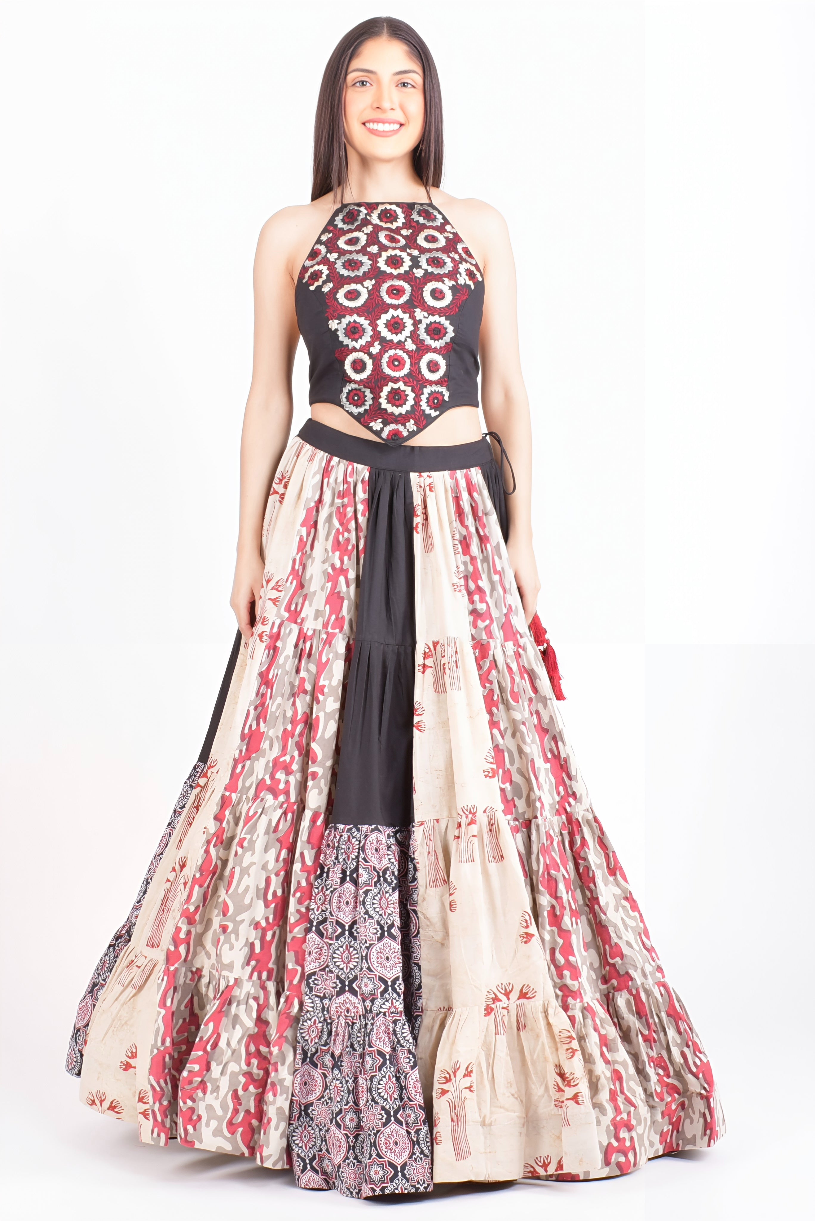 Aria Full Flare Cotton Hand Blocked Chaniya Choli