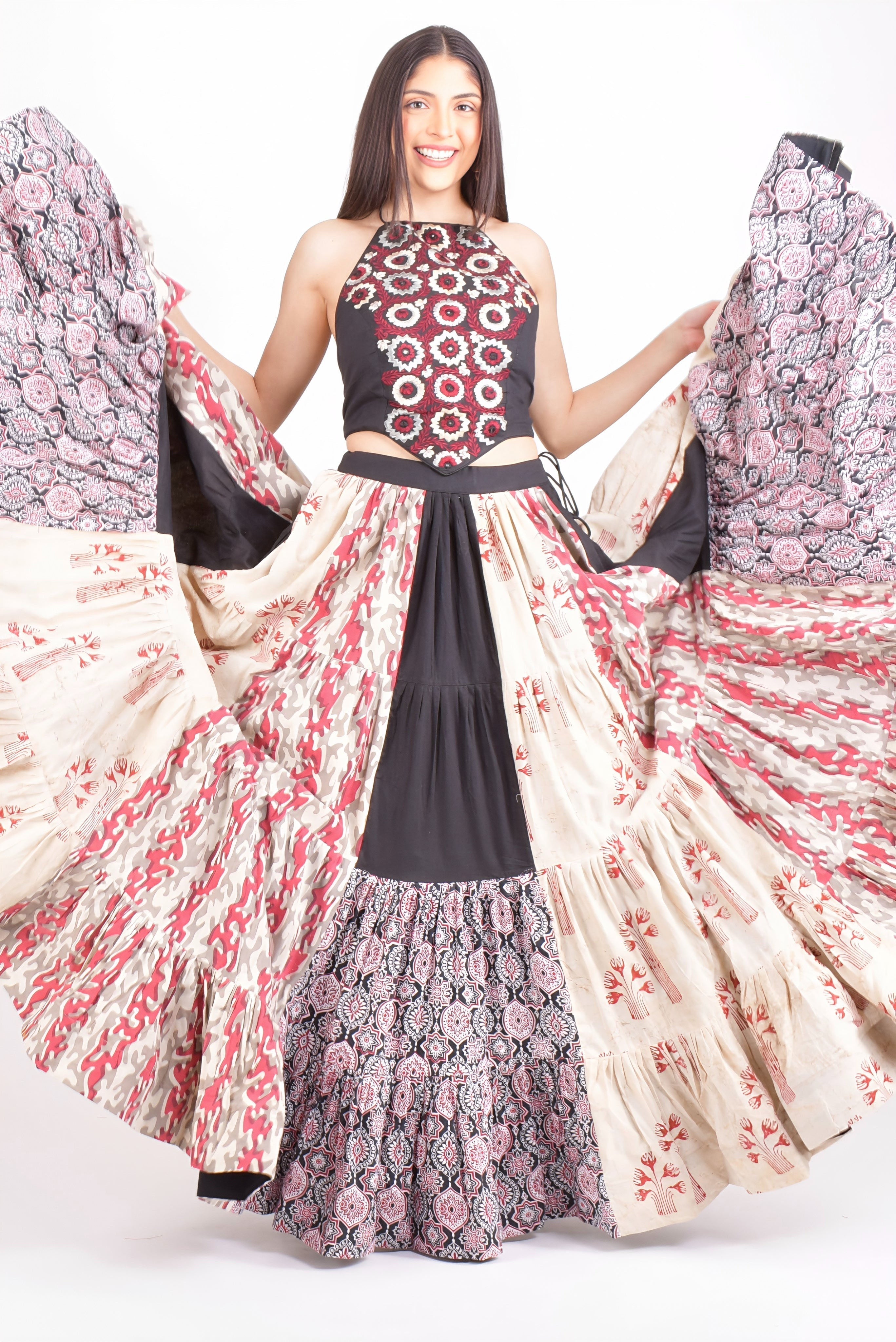 Aria Full Flare Cotton Hand Blocked Chaniya Choli