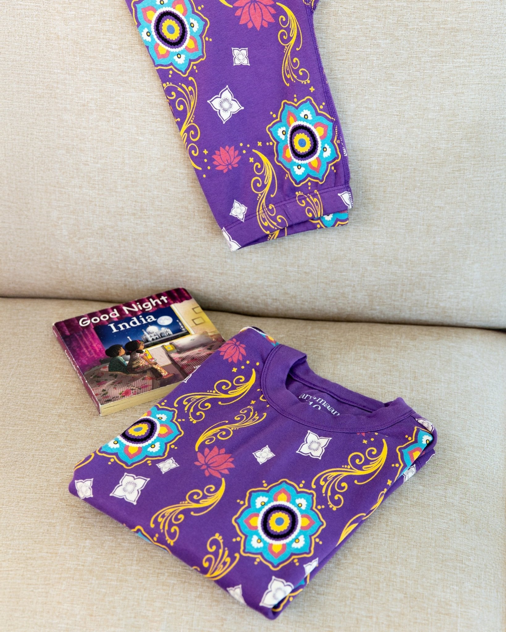 Big Kid Pajama Set – Purple Rangoli - Cultr. by Created for Culture asianowned aapimarketplace asianownedkids asianownedkidsproducts asianownedbrands